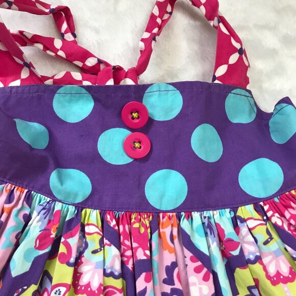 Eleanor Rose Daphne Halter‎ Dress Girls Size 5-6 Cotton Blend Paisley Polka Dot - Picture 6 of 10